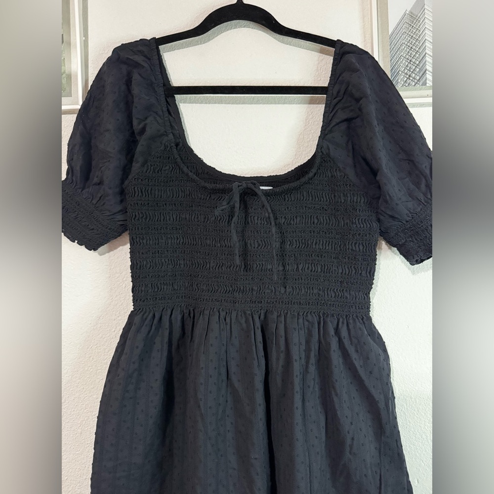 Hill House Home The Madeline Nap Dress Black Linear Swiss Dot cotton midi - Picture 4 of 9
